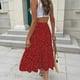 thumbnail image 3 of Gibobby faldas largas de mujer casuales Falda a media pierna con cintura elástica y estampado de lunares para mujer Falda de princesa hinchada(Vino， S), 3 of 5