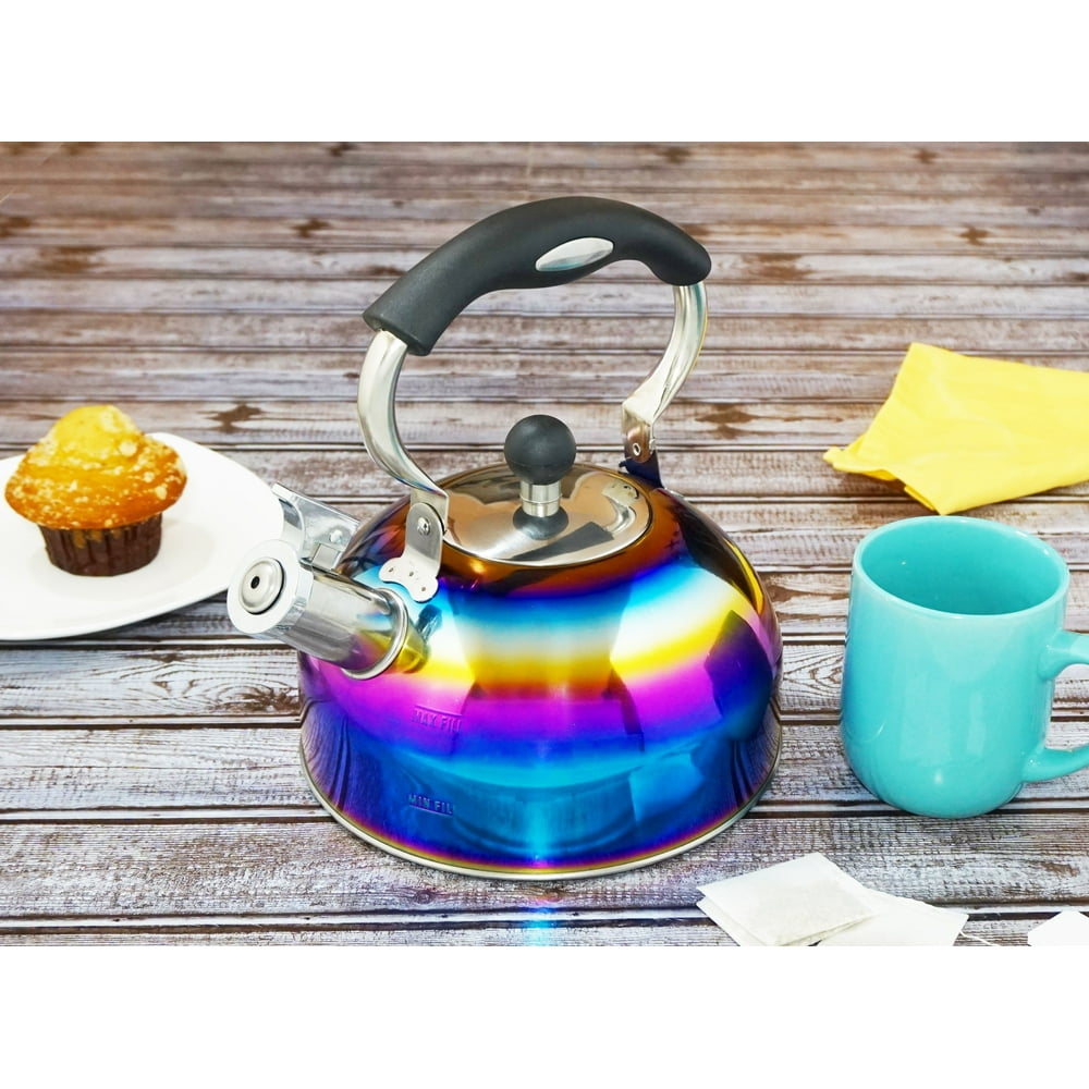Mainstays Stainless Steel 2.5 Liter Rainbow Tea Kettle