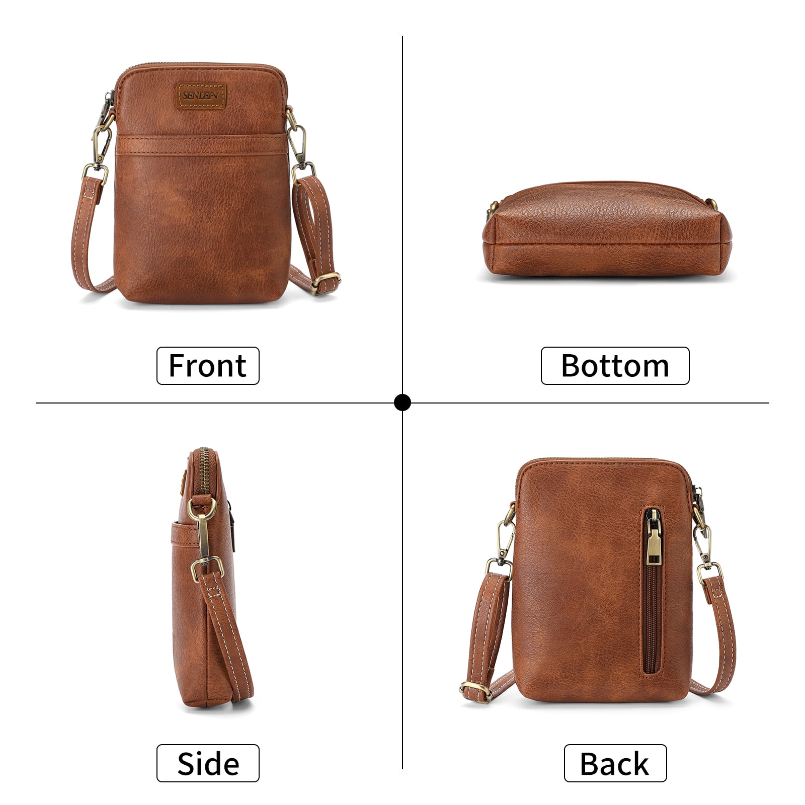 SENDEFN Vegan Leather Small Crossbody Bags for Women Designer Cell Phone Bag Purses Adjustable Strap
