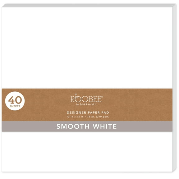 Roobee by Mara-Mi Smooth White Cardstock Paper for Crafts 12" x 12," 210 GSM, 40 Count New