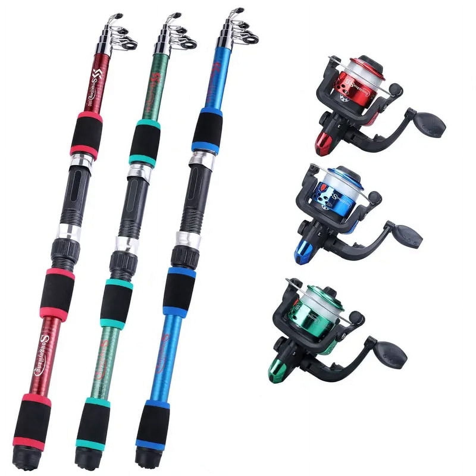 HAN.1 Telescopic Fishing Rod and Spinning Reel Set, Full Fishing Kit with Baits Hooks Accessories, Portable Travel Fishing Pole Combo for Freshwater Saltwater