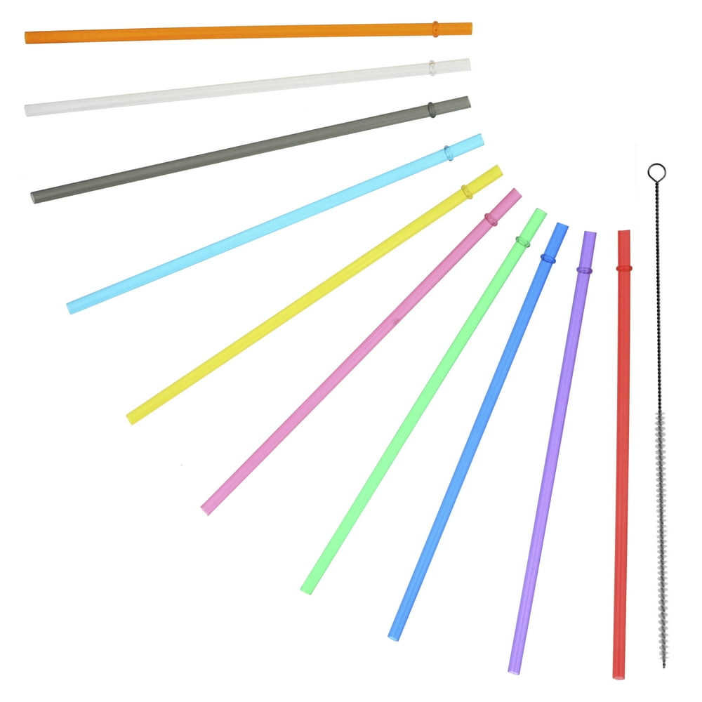 10.5” Rainbow Colored Replacement Acrylic Straw Set of 10 /With