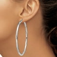 thumbnail image 3 of Sterling Silver Rhodium-Plated 3X65mmtwisted Hoop Earrings (67 X 65) Made In Mexico qe4592, 3 of 5