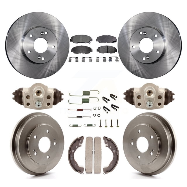 Transit Auto Front Rear Disc Brake Rotors Semi-Metallic Pads and Drum Kit (9Pc) for Car 2011 Honda Civic GX K8F-102465