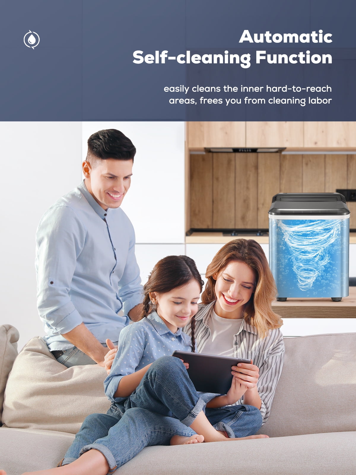 FOHERE Ice Maker Countertop 2 Sizes, 28lbs in 24h, 9 Bullet Ice in 6M, Selfclean, Stainless Steel