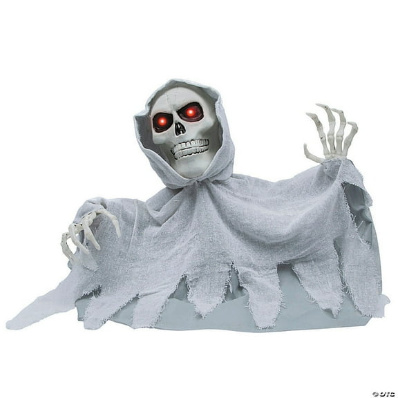 ATC Animated Groundbreaker Skeleton with Hooded Cloak - Gray Halloween Decoration