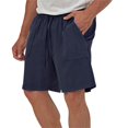 thumbnail image 4 of JUNWELL BLVB Cotton Linen Shorts for Men Casual Solid Color Drawstring Elastic Waist Summer Beach Shorts with Pockets, 4 of 9