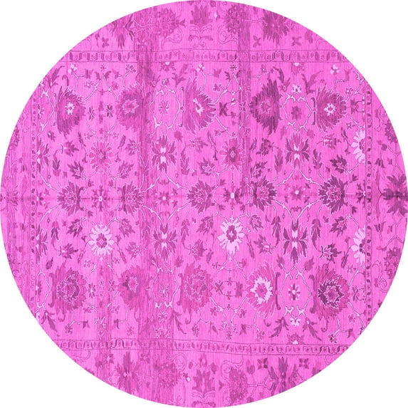Ahgly Company Indoor Round Abstract Pink Modern Area Rugs, 5' Round