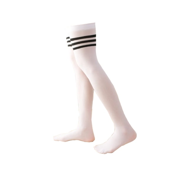 Sonducket 1 par de calcetines altos hasta el muslo por encima de la rodilla de 52 cm JK elasticidad antideslizante calcetín largo cálido botas manguera Medias Raya negra Sonducket AP008227-17B