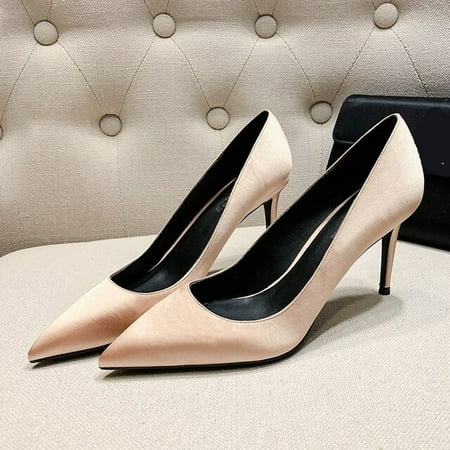 

YCNYCHCHY Patent Leather/Sheepskin Leather/Kid Suede/Silk High Heels Women Pumps Wedding Party Concise Spring New Pointed Toe Shoes