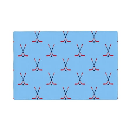 

Placemats Set of 4 ice hockey sticks USA flag blue Heat Resistant Non - Slip Place mats Waterproof table mat for Kitchen Dining-6片装