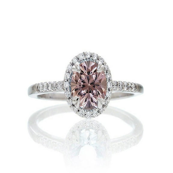 1.5 Carat Cushion Cut Morganite Halo Engagement Ring for Women on 10k White Gold