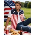 thumbnail image 5 of Men's Denim American Flag Retro Vest Stretch Sleeveless Jean Shirt Collar Slim Fit Lightweight(Red White and Blue,L), 5 of 11