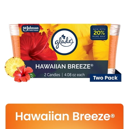 Glade Single Wick Candles, Hawaiian Breeze, 8.16 oz, 4 Count Total