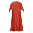 thumbnail image 4 of Vestido largo liso con cuello en V, encaje recortado y volantes para mujer - Poliéster spandex, diseño sexy y elegante, adecuado para fiestas/vacaciones, 4 of 6
