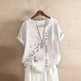 thumbnail image 1 of Chemise à Manches Courtes pour Femme T-shirt Femme Été et Automne Vintage Ample Décontracté Col Rond Chemise à Manches Courtes à Imprimé Floral Ample Haut Chemise à Manches Courtes pour Femme Aguichant Été Haut pour Femme, 1 of 2