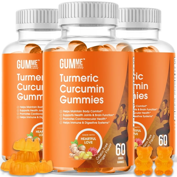 GumMe Turmeric Curcumin Gummies with Ginger, Made in USA ...
