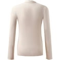 thumbnail image 2 of Lightweight Ruffle Mock Neck Tops Ribbed Lettuce Trim Soft Base Layer for Women, 2 of 6