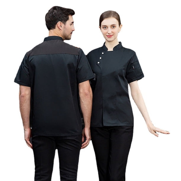 Ropa de chef Ropa de cocina de verano de manga corta Ropa de trabajo de restaurante occidental Ropa de cocina blanca de gran tamaño Ropa de trabajo de chef para hombres y mujeres