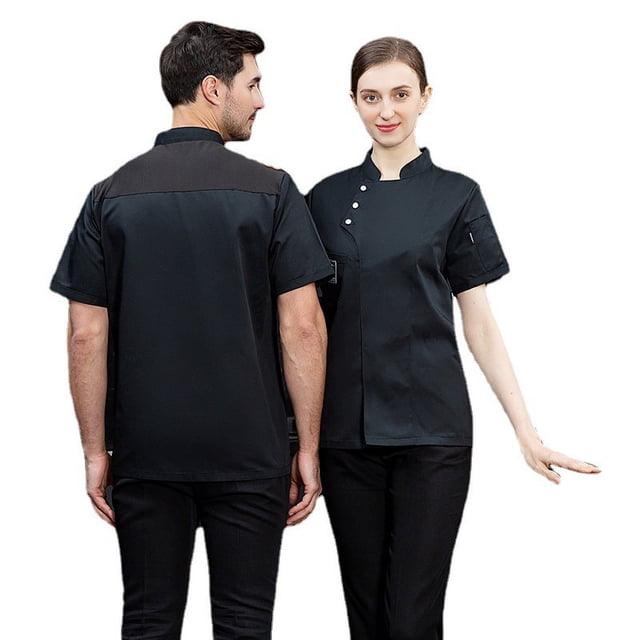 Ropa de chef Ropa de cocina de verano de manga corta Ropa de trabajo de restaurante occidental Ropa de cocina blanca de gran tamaño Ropa de trabajo de chef para hombres y mujeres