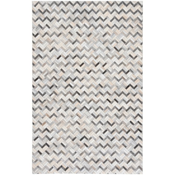 SAFAVIEH Studio Leather Scott Geometric Area Rug, Black/Grey, 8' x 10'
