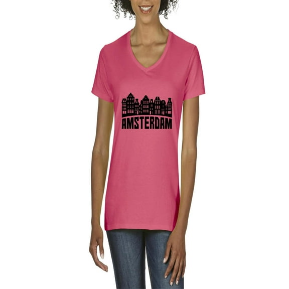 Normal is Boring - Women's T-Shirt V-Neck Short Sleeve, up to Women Size 3XL - Amsterdam