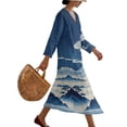 thumbnail image 3 of Yuyamidu Chinese Mountain Cloud Linen Dress for Women Loose Fit Size M with Sleeves Breathable Long Tunic Dress Lightweight Casual Beach Dresses Chinese Outfits, 3 of 6
