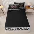 thumbnail image 4 of Homewish Leopard Print Bow Heart Zipper Full Size Comforter Sets with Fitted Sheet and 2 Pillowcases for Girls, Brown Ribbon Zipper Bedding Set, Black Reversible, 4-Piece, 4 of 6