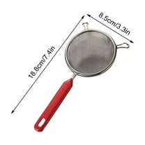 syligr 8.5cm Stainless Steel Double Handle Strainer - Fine Mesh Sieve for Sifting Flour Powder, Handheld Filter Basket with Sturdy Rim