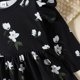 thumbnail image 3 of Gibobby Mameluco niña con estampado floral de manga larga para niñas pequeñas, monos recién nacidos con diademas, trajes(Negro, 6-9 Meses), 3 of 5