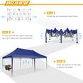 thumbnail image 3 of COBIZI Canopy Tent 10X20 Pop-up Canopy with Trolley Case and Rolled Edges,Instant Portable Tent for Outdoor Events,Great for Parties,Weddings,Camping and Beach,Dark Blue, 3 of 7
