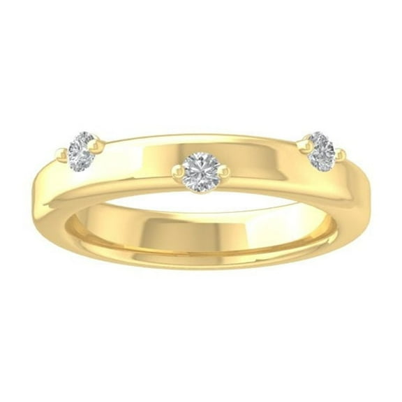 Araiya Fine Jewelry 10K Yellow Gold Round-shape Lab Grown Diamond Fashion Band Ring ( 1/20 cttw, D-F Color, VS Clarity) Size 10