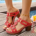 thumbnail image 3 of Women's Platform Heeled Sandals Open Toe Wide Width Summer Glitter Heels Fashion Comfortable Wedding Party Prom Dress Shoes Red Size 6.5, 3 of 7