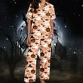 thumbnail image 2 of Pajamas For Women Set Cozy Halloween Comfortable Silk Satshort Sleeve Button Up Top Shorts Ensemble Sleepwear Loungewear Nightwear Nightclothes Homewear, 2 of 7