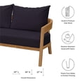 thumbnail image 4 of Modway Brisbane Modern Teak Wood/Fabric Patio Loveseat in Navy/Natural, 4 of 9