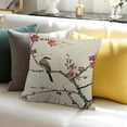 thumbnail image 3 of SHERONV  Nature Throw Pillow Cover, Flowers Buds and Birds with Cherry Branches Style Art Painting Effect Decorative Pillow Case   Cushion Cover Decor  Pillowcase for Home 12x12in, 3 of 5