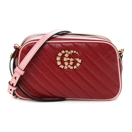 Gucci Marmont Red Leather Diagonal Matelasse Shoulder Bag