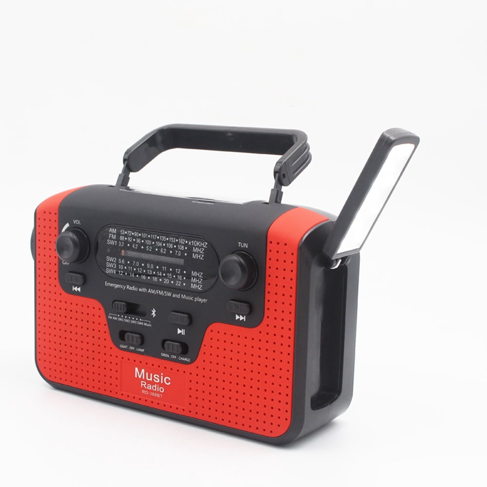 Radio d’urgence à manivelle et solaire 10000mAh AM/FM/WB Lampe LED multifonction Lecture Lumière