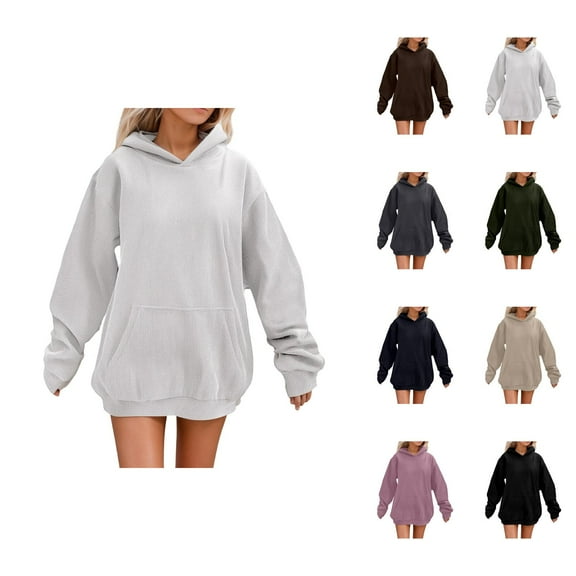 Womens Hoodie 2025 Long Sleeve Corduroy Plain Basic Hoodies with Pockets Hooded Sweatshirt Hoodie Women Pullover
