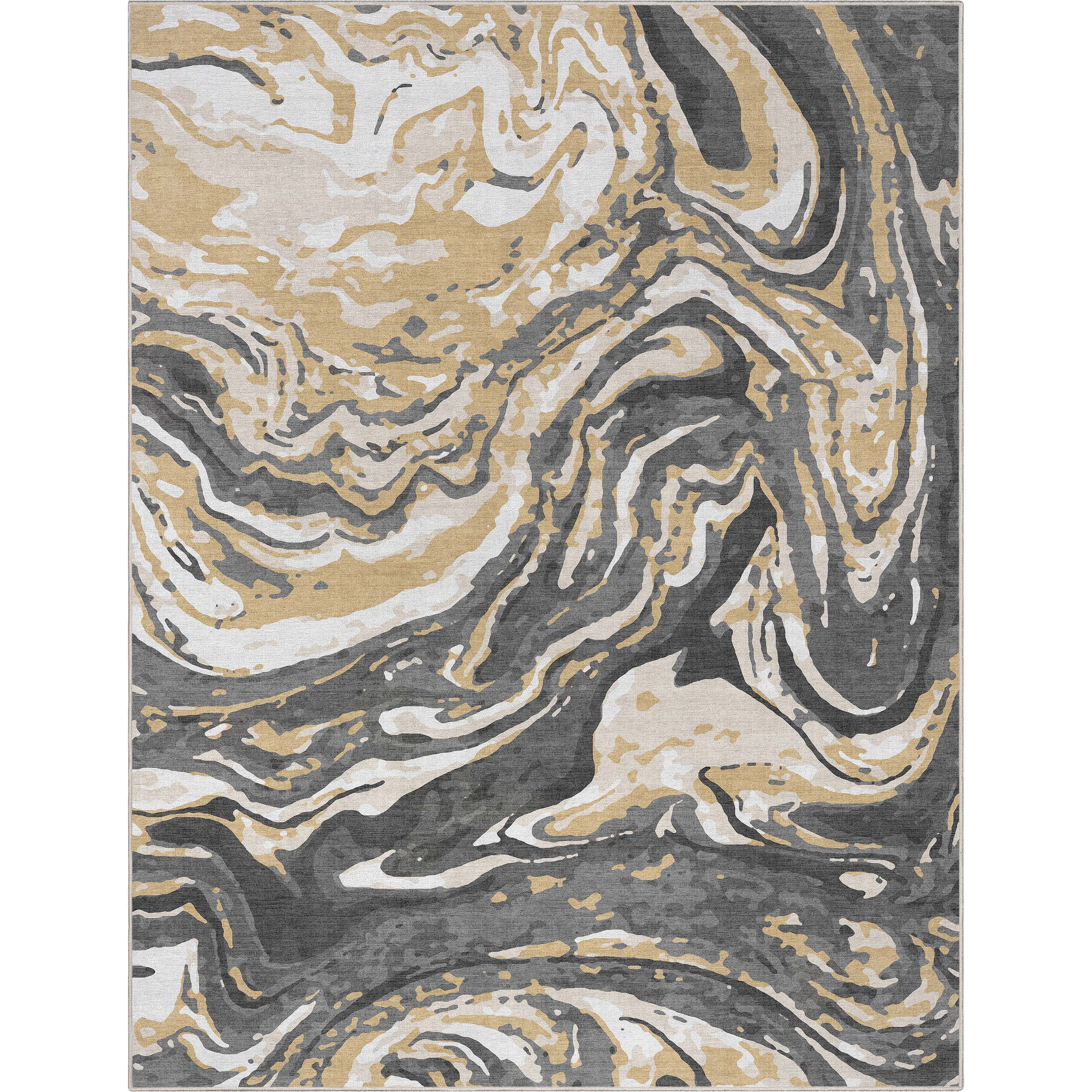 Well Woven Abstract Harmony Modern Stripes Pattern Gold Brown Flat-Weave Easy to Clean 7'7" x 9'10" Area Rug
