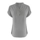 thumbnail image 5 of Camisa para mujer,Blusa de algodón con cuello en V para mujer, manga corta, dobladillo abotonado, informal, para uso diario y en casa, sopatenor, 5 of 8