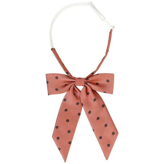 INSPIRE CHIC Women's Polka Dots Ties Elastic Adjustable Neck Pre-Tied Ribbon Bow Tie Uniform Cosplay Coral Pink One Size