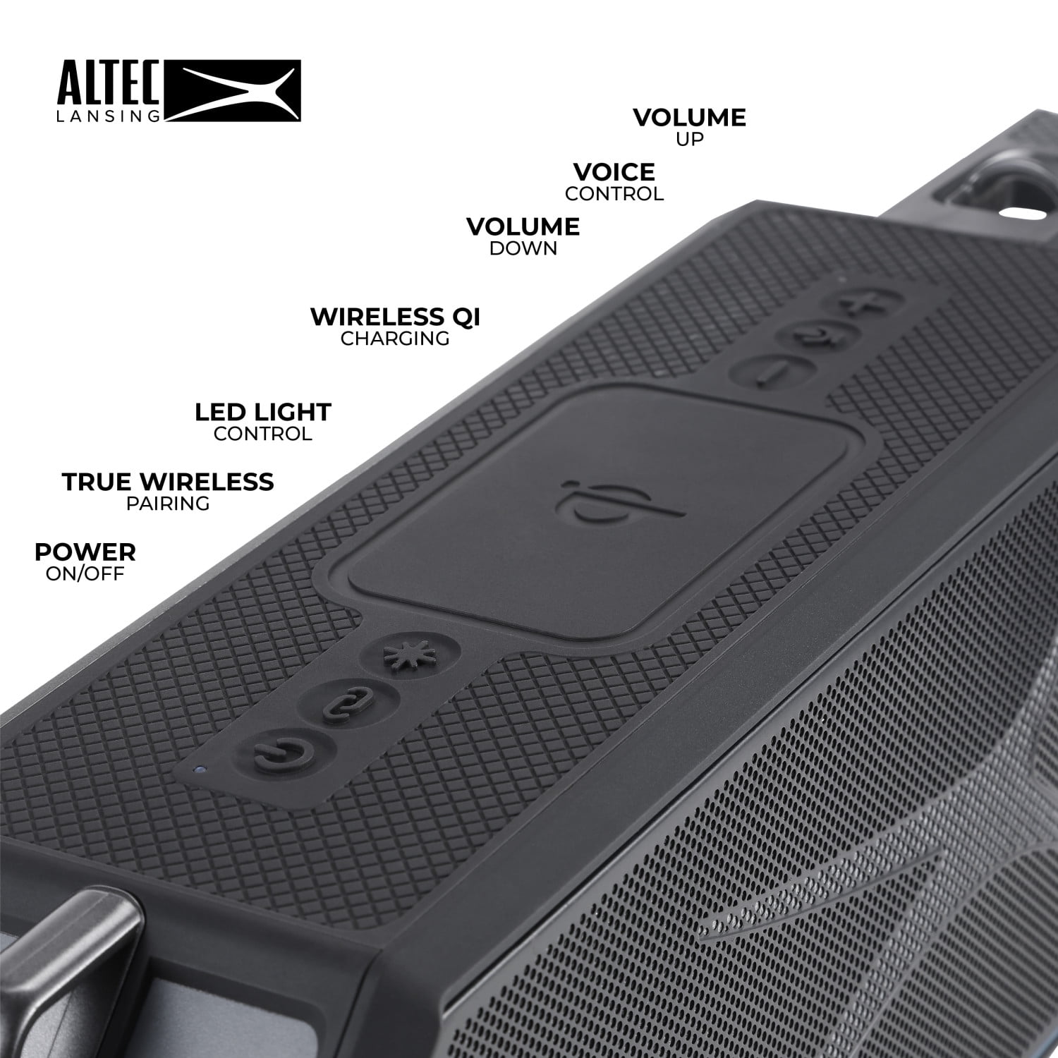 Altec Lansing HydraShock 2.0 EverythingProof™ Bluetooth Speaker, 20H Playtime, HyperEdge LED, Qi Wireless Charging, IP67 Waterproof, Party Sync, USB-C Fast Charge