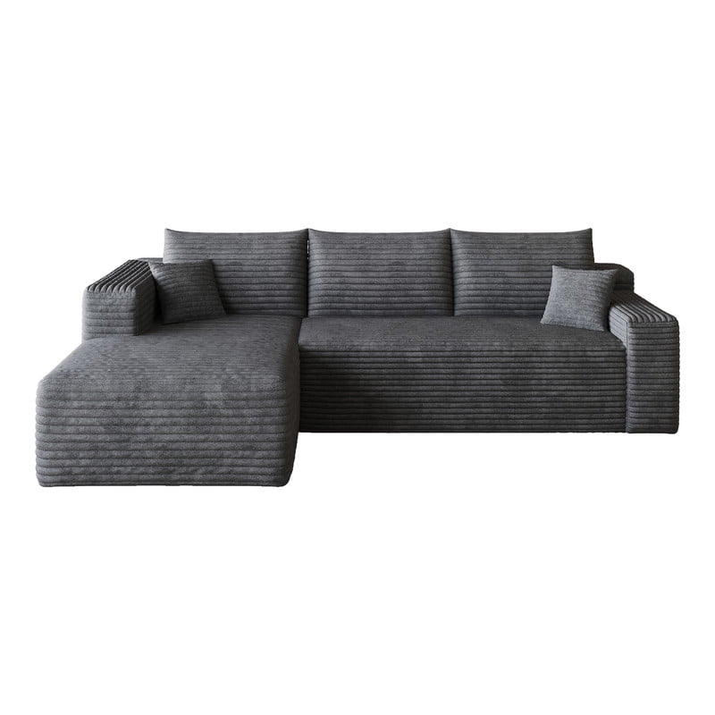 94" Modular Sectional Sofa, Modern Corduroy Cloud Couch with Side Pockets, Boneless Couch Upholstered 3-Seater L-Shaped Sofa for Living Room, Left Facing Chaise