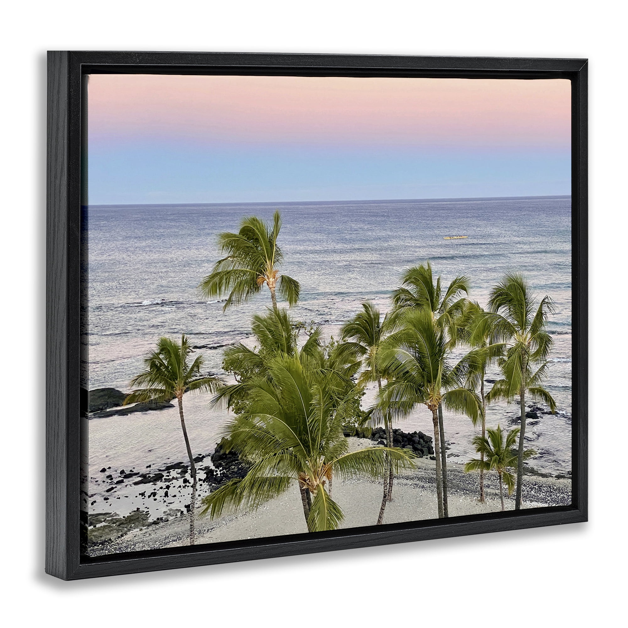 Stupell Industries Afternoon Palms Horizon Landscape Photography Black Floater Framed Canvas Art Print Wall Art, 31 x 25
