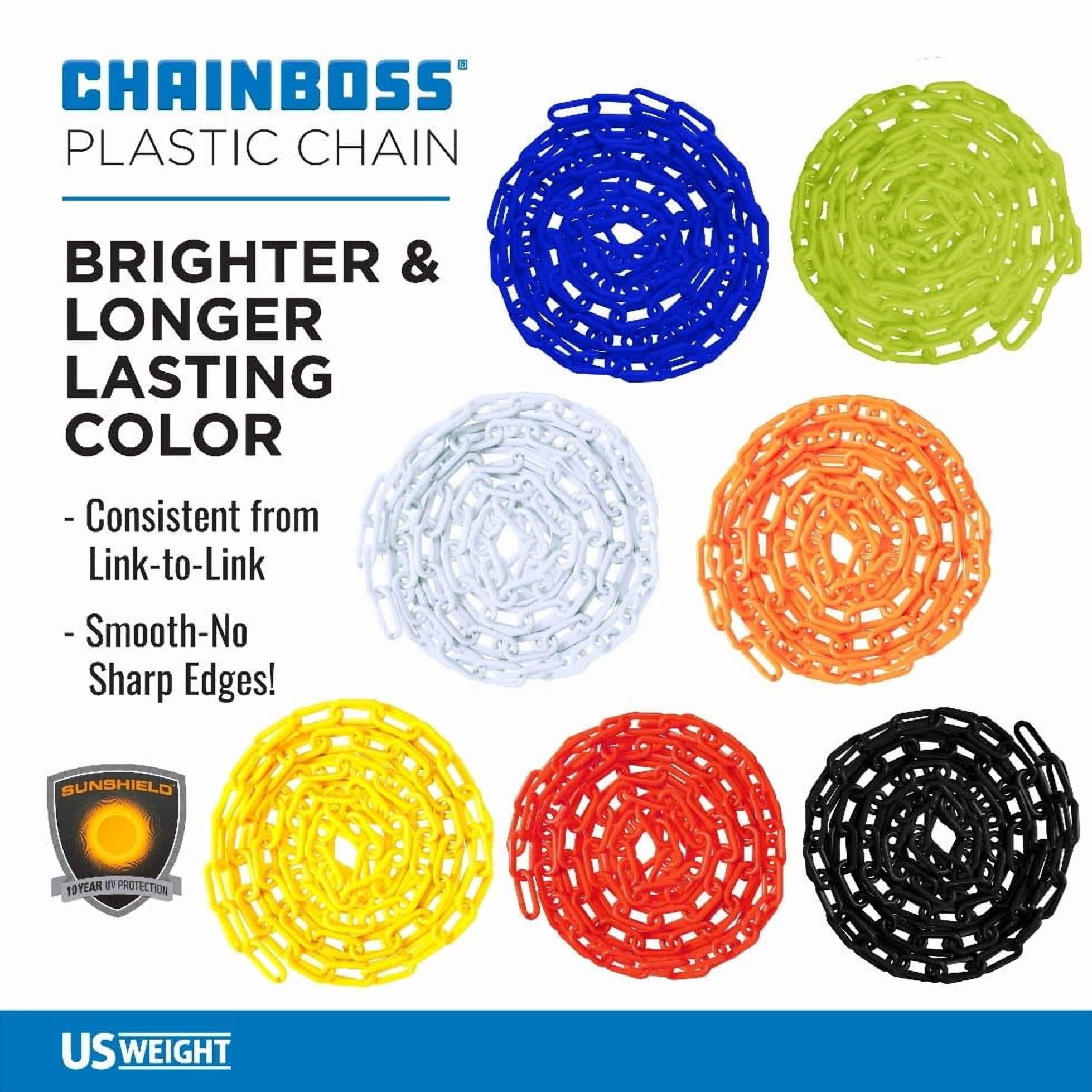 US Weight Chainboss 2" x 500' Red Plastic Safety Chain with SunShield UV Resistant Technology