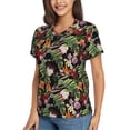 thumbnail image 5 of Yiaed Watercolor Tropical Flowers Print Women's T Shirt V-Neck Short Sleeve Shirt Casual Breathable Tee Summer Tops-3X-Large, 5 of 5