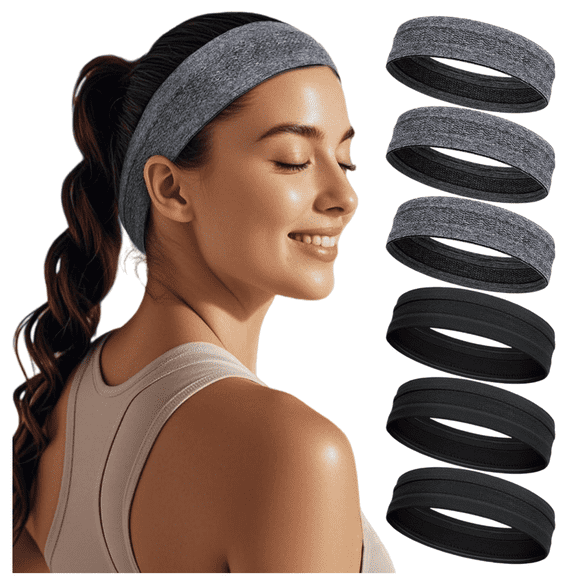 Sweat Bands Headbands for Women Non Slip, Workout Headband with Grip | Multi Pack Sports Sweatband, Moisture Wicking Athletic Hair Bands for Yoga