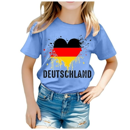 

Toddler Summer Clothes Girls Boys Children Flag Of Germany Print Short Sleeve Round Neck T Shirt Fashion Trend Bottoming Shirt 12-13 Years