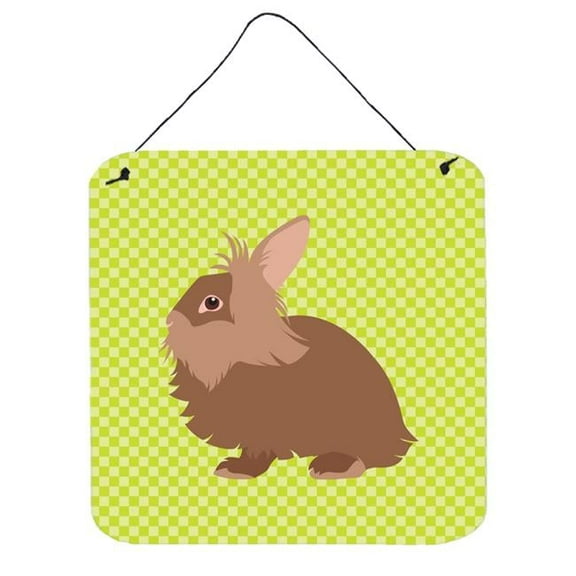Carolines Treasures BB7960DS1216 Lionhead Rabbit Pink Check Wall or Door Hanging Prints